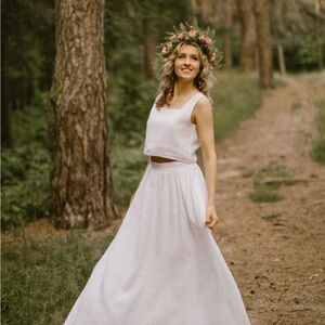 Linen two piece one of a kind wedding dress